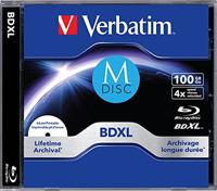 Verbatim M-DISC BD-R XL 100GB/1-4x Jewelcase (1 schijf) Inkjet Full Size Printbaar oppervlak, Lifetime Archief 43833 transparant/wit