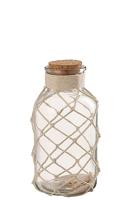 J-Line Decoration Vaas Zand Schelp Glas Transparant Groot - 2 stuks