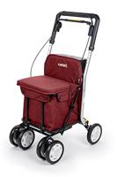 Carlett - Boodschappentrolley-rollator met zitje, plooibare supermarkttrolley met 4 wielen met afneembare tas 29 l/15 kg en lade voor persoonlijke spullen, Lett800 Senior Comfort Pro, rood