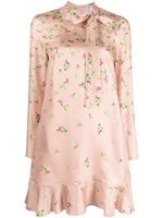 RED Valentino robe courte en soie à fleurs - Rose - thumbnail