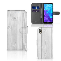 Huawei Y5 (2019) Book Style Case White Wood - thumbnail