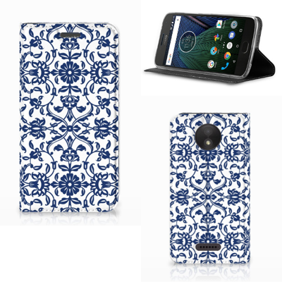 Motorola Moto C Plus Smart Cover Flower Blue