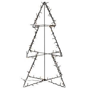 Verlichte 3D kerstboom - 77 cm - zwart - metaal - 120 led lampjes - warm wit