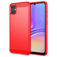 Samsung Galaxy A05 Geborsteld TPU Hoesje - Koolstofvezel - Rood - thumbnail