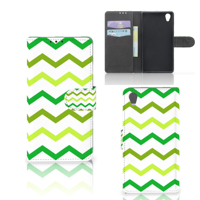 Sony Xperia Z1 Telefoon Hoesje Zigzag Groen