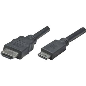 Manhattan 304955-CG HDMI-kabel HDMI Aansluitkabel HDMI-A-stekker, HDMI-mini-C-stekker 1.80 m Zwart 4K UHD