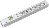 333.605  - 19 inch power strip, multiple socket 6-fold PVC, overvoltage protection and switch, 333.605