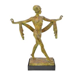 BRONZEN BEELD VAN EEN SJAAL DANSERES hoogte 100 cm