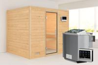 Karibu | Sonara Sauna | Helderglas Deur | Biokachel 9 kW Externe Bediening - thumbnail