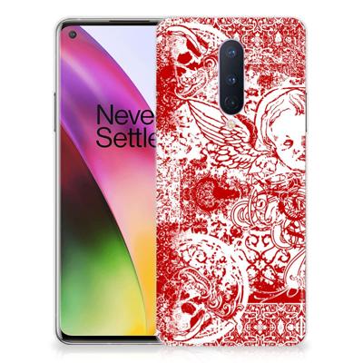Silicone Back Case OnePlus 8 Angel Skull Rood