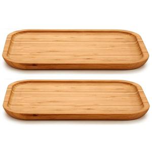 2x stuks voedsel/hapjes serveerplank van bamboe 25 x 18 cm met rand