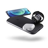 ZENS Dual+Watch 2x10W Aluminium 4in1 draadloze oplader (Apple & Samsung snel opladen, Qi/MFi gecertificeerd, voedingsadapter + kabel inbegrepen) Zwart