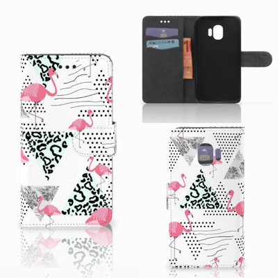 Samsung Galaxy J2 Pro 2018 Telefoonhoesje met Pasjes Flamingo Triangle Samsung Galaxy J2 Pro 2018 Telefoonhoesje met Pasjes Flamingo Triangle