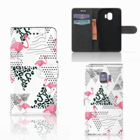 Samsung Galaxy J2 Pro 2018 Telefoonhoesje met Pasjes Flamingo Triangle