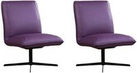 Set van 2 Paarse leren industriële draaifauteuils zonder armleuning Loyal - Toledo Leer Aubergine (paars leer)