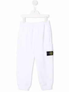 Stone Island Junior pantalon de jogging à patch logo - Blanc