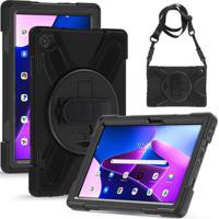 Lenovo Tab M10 Gen 3 Heavy Duty 360 Cover met Polsbandje - Zwart - thumbnail