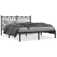 Bedframe met hoofdbord metaal zwart 150x200 cm