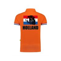 Luxe grote maten Holland supporter poloshirt leeuw met Nederlandse vlag 200 grams EK / WK voor heren