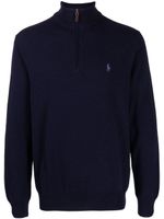 Polo Ralph Lauren pull zippé à bords nervurés - Bleu