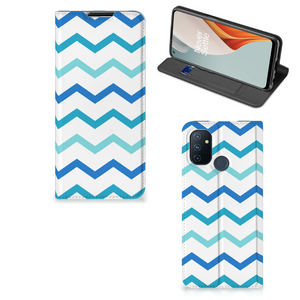 OnePlus Nord N100 Hoesje met Magneet Zigzag Blauw