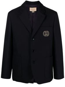 Gucci Interlocking-G-motif padded blazer - Bleu