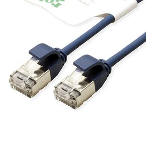 ROLINE GREEN F/UTP DataCenter Patchkabel Cat.6A (Class EA), LSOH, extra dun, blauw, 0,15 m