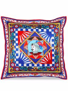 Dolce & Gabbana grand coussin à imprimé Sicilian Carretto - Bleu