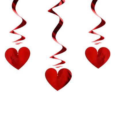 Hangdecoratie metallic hartjes 3 stuks