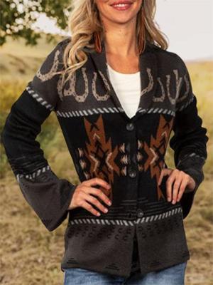 Ethnic Boho Long Sleeve Buckle Cardigan