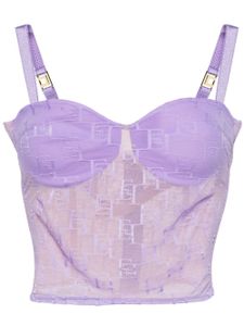 Elisabetta Franchi haut bustier à logo brodé - Violet