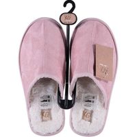 Roze instap sloffen/pantoffels met bont voor dames - thumbnail