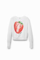 Cropped trui met aardbei - WHITE - XS