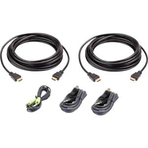 ATEN KVM Aansluitkabel [1x HDMI-stekker, USB-A 2.0 stekker, Jackplug male 3,5 mm - 1x HDMI-stekker, Jackplug male 3,5 mm, USB 2.0 bus B] 3.00 m Zwart