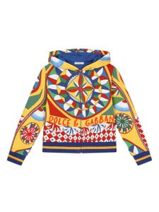 Dolce & Gabbana Kids hoodie zippé à imprimé Carretto - Jaune