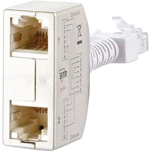 Metz Connect RJ45 Netwerk Y-adapter CAT 5 [2x RJ45-bus - 1x RJ45-stekker] Zilver