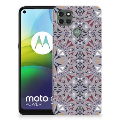 Motorola Moto G9 Power TPU Siliconen Hoesje Flower Tiles Motorola Moto G9 Power TPU Siliconen Hoesje Flower Tiles