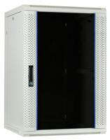 18U witte wandkast met glazen deur 600x600x900mm (BxDxH) - Wit - Maximale belasting 60 kg - Afsluitbaar met sleutel