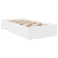 vidaXL Bedframe met lades bewerkt hout wit 100x200 cm, bed, bed met opbergruimte, 1-persoons bedframe, 1-persoonsbed, slaapkamermeubilair, bedbodem