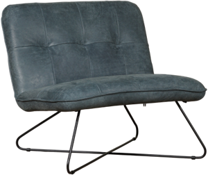 Blauwe leren industriële fauteuil zonder armleuning Focus - Kenia Leer Denim (blauw leer)