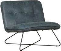 Blauwe leren industriële fauteuil zonder armleuning Focus - Kenia Leer Denim (blauw leer)