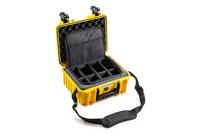 B&W International B&W Outdoor Transportkoffer, type 3000, geel, met fototas, waterdicht conform IP67-certificering, stofdicht, onbreekbaar en onverwoestbaar, geel, Typ 3000 - Innenmaß 33x23x15cm,