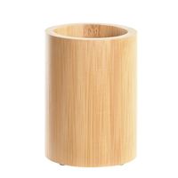 Badkamer tandenborstelhouder / drinkbeker - bamboe hout - 8 x 11 cm   -