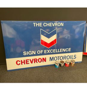 Groot Chevron Motor Oils Emaille Bord