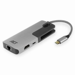 ACT USB-C 4K multiport adapter met HDMI, USB-A, LAN, USB-C PD Pass-Through 60W