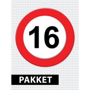 Verkeersbord  16 jaar versiering pakket   -