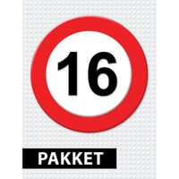 Verkeersbord  16 jaar versiering pakket   -