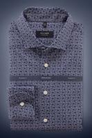 OLYMP SIGNATURE Tailored Fit Jersey shirt donkerblauw/wit, Motief - thumbnail