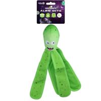 Dog Comets Alien Octo, hondenspeelgoed, 37 cm, drijvend, robuust zeildoek, uitgerust met pieper, knetterende tentakels, L, groen