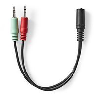 Nedis Stereo-Audiokabel | 3,5 mm Female naar 2x 3,5 mm Male | 0.12 m | 1 stuks - CAGB22160BK02 CAGB22160BK02